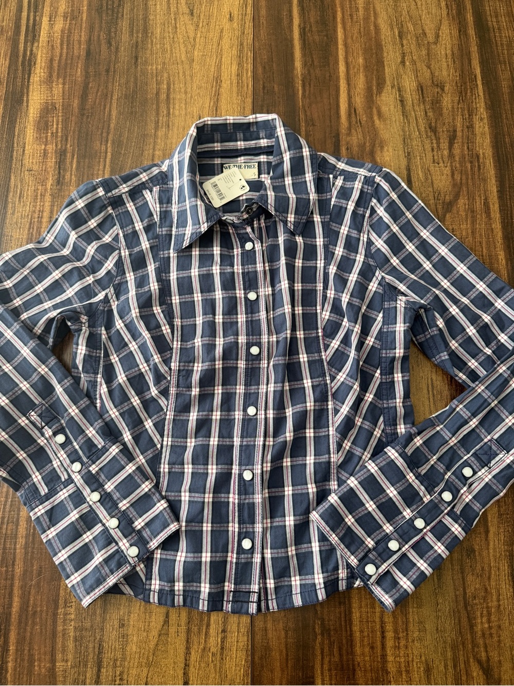 We The Free Navy Plaid Button-Down Shirt